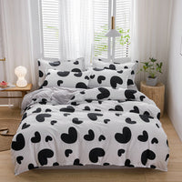 HKM-420499 Brushed Four-Piece Bed Sheet Set with Floral Pattern for Various Bed Sizes