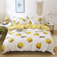 HKM-420499 Brushed Four-Piece Bed Sheet Set with Floral Pattern for Various Bed Sizes