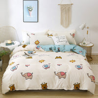 HKM-420499 Brushed Four-Piece Bed Sheet Set with Floral Pattern for Various Bed Sizes