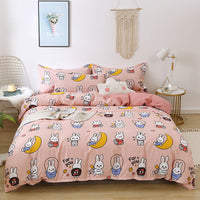 HKM-420499 Brushed Four-Piece Bed Sheet Set with Floral Pattern for Various Bed Sizes