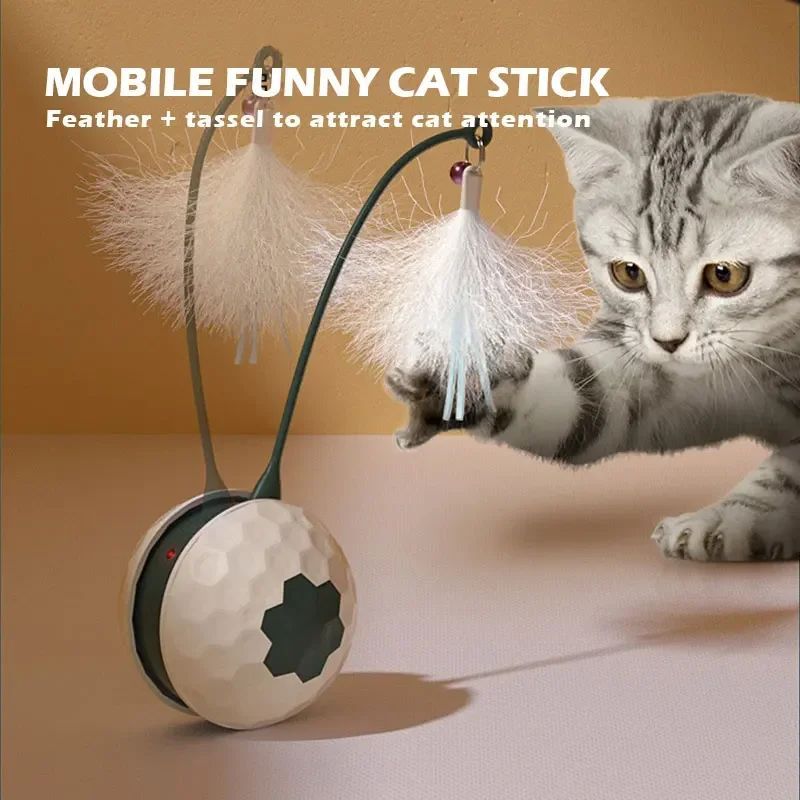 HKM-420627 Interactive USB Rechargeable Cat Teaser Stick with Irregular Motion and Sound Modes