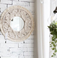 HKM-420883 European Style Circular Makeup Mirror Tapestry for Home Decoration - 35cm Diameter