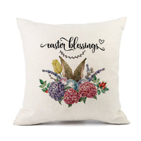 HKM-421011 Spring Festival Rabbit Pattern Linen Pillow Cover - 45x45cm, Multiple Colors Available