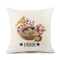 HKM-421011 Spring Festival Rabbit Pattern Linen Pillow Cover - 45x45cm, Multiple Colors Available