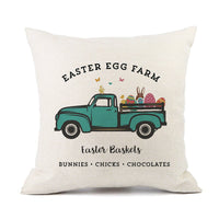 HKM-421011 Spring Festival Rabbit Pattern Linen Pillow Cover - 45x45cm, Multiple Colors Available
