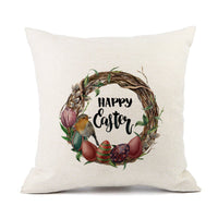 HKM-421011 Spring Festival Rabbit Pattern Linen Pillow Cover - 45x45cm, Multiple Colors Available