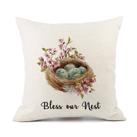 HKM-421011 Spring Festival Rabbit Pattern Linen Pillow Cover - 45x45cm, Multiple Colors Available