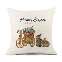 HKM-421011 Spring Festival Rabbit Pattern Linen Pillow Cover - 45x45cm, Multiple Colors Available