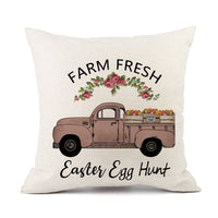 HKM-421011 Spring Festival Rabbit Pattern Linen Pillow Cover - 45x45cm, Multiple Colors Available