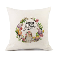 HKM-421011 Spring Festival Rabbit Pattern Linen Pillow Cover - 45x45cm, Multiple Colors Available