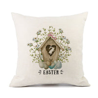 HKM-421011 Spring Festival Rabbit Pattern Linen Pillow Cover - 45x45cm, Multiple Colors Available