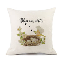 HKM-421011 Spring Festival Rabbit Pattern Linen Pillow Cover - 45x45cm, Multiple Colors Available