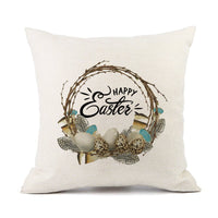 HKM-421011 Spring Festival Rabbit Pattern Linen Pillow Cover - 45x45cm, Multiple Colors Available