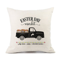 HKM-421011 Spring Festival Rabbit Pattern Linen Pillow Cover - 45x45cm, Multiple Colors Available