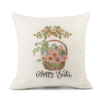 HKM-421011 Spring Festival Rabbit Pattern Linen Pillow Cover - 45x45cm, Multiple Colors Available