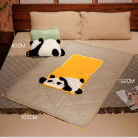 HKM-421139 Dual-Use Cute Cartoon Panda Pillow Blanket - Super Soft Rabbit Hair, 40x40cm