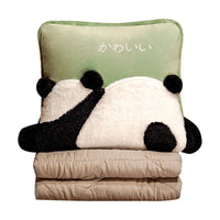 HKM-421139 Dual-Use Cute Cartoon Panda Pillow Blanket - Super Soft Rabbit Hair, 40x40cm