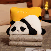 HKM-421139 Dual-Use Cute Cartoon Panda Pillow Blanket - Super Soft Rabbit Hair, 40x40cm