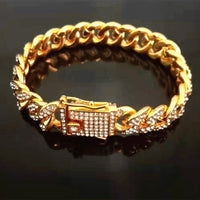 HKM-421331 Cuban Link Bracelet in Gold and Silver - Stylish Alloy Design, Available in Multiple Lengths