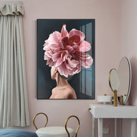 HKM-421331 Flower Woman Canvas Art - Hand-Painted Design on Chemical Fiber Cloth, Unframed Decor Featuring People and Flowers