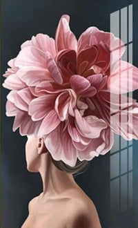 HKM-421331 Flower Woman Canvas Art - Hand-Painted Design on Chemical Fiber Cloth, Unframed Decor Featuring People and Flowers