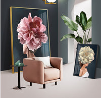 HKM-421331 Flower Woman Canvas Art - Hand-Painted Design on Chemical Fiber Cloth, Unframed Decor Featuring People and Flowers