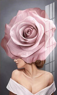 HKM-421331 Flower Woman Canvas Art - Hand-Painted Design on Chemical Fiber Cloth, Unframed Decor Featuring People and Flowers