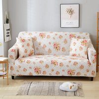 HKM-421395 Printed Stretch Sofa Cover - Polyester Fabric, Fits Single to Four-Seater Sofas, Includes Pillowcase