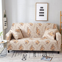 HKM-421395 Printed Stretch Sofa Cover - Polyester Fabric, Fits Single to Four-Seater Sofas, Includes Pillowcase