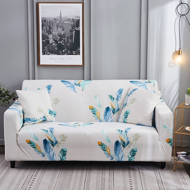 HKM-421395 Printed Stretch Sofa Cover - Polyester Fabric, Fits Single to Four-Seater Sofas, Includes Pillowcase