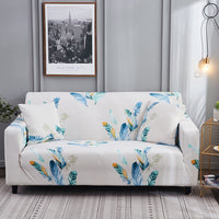 HKM-421395 Printed Stretch Sofa Cover - Polyester Fabric, Fits Single to Four-Seater Sofas, Includes Pillowcase