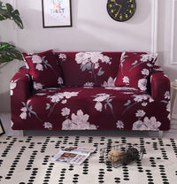 HKM-421395 Printed Stretch Sofa Cover - Polyester Fabric, Fits Single to Four-Seater Sofas, Includes Pillowcase