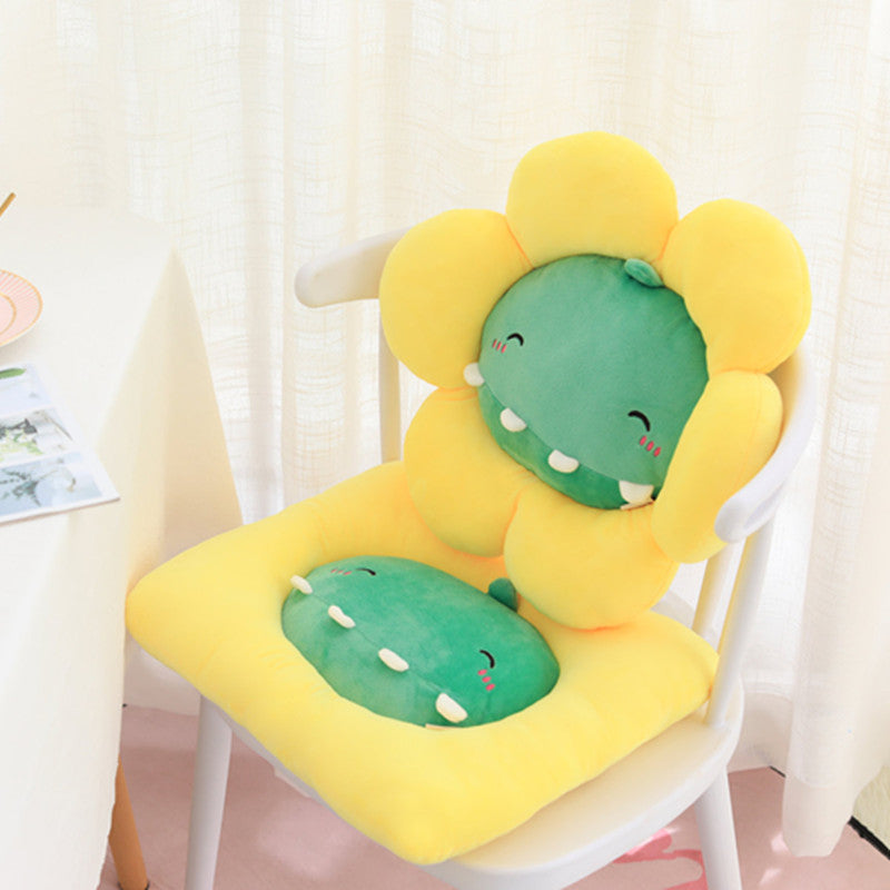 HKM-421459 Plush Round Flower Cushion - Square 38x38cm, Flower 45x38cm for Single Seat Sofa