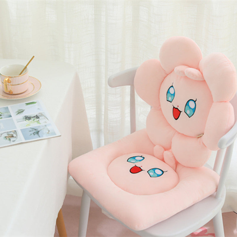 HKM-421459 Plush Round Flower Cushion - Square 38x38cm, Flower 45x38cm for Single Seat Sofa