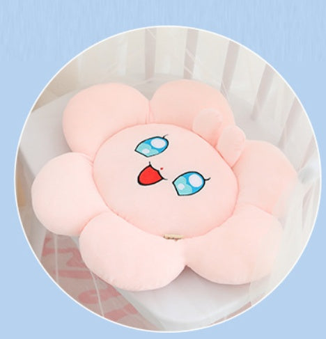 HKM-421459 Plush Round Flower Cushion - Square 38x38cm, Flower 45x38cm for Single Seat Sofa