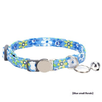 HKM-421523 Floral Patterned Cat Collar in Blue, Red, Pink, and Green with Adjustable Buckle