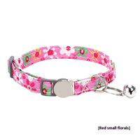 HKM-421523 Floral Patterned Cat Collar in Blue, Red, Pink, and Green with Adjustable Buckle