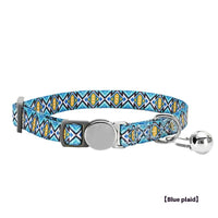 HKM-421523 Floral Patterned Cat Collar in Blue, Red, Pink, and Green with Adjustable Buckle
