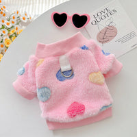 HKM-421587 Cozy Cotton Flannel Pet Clothing in Pink Love and Blue Paw Print