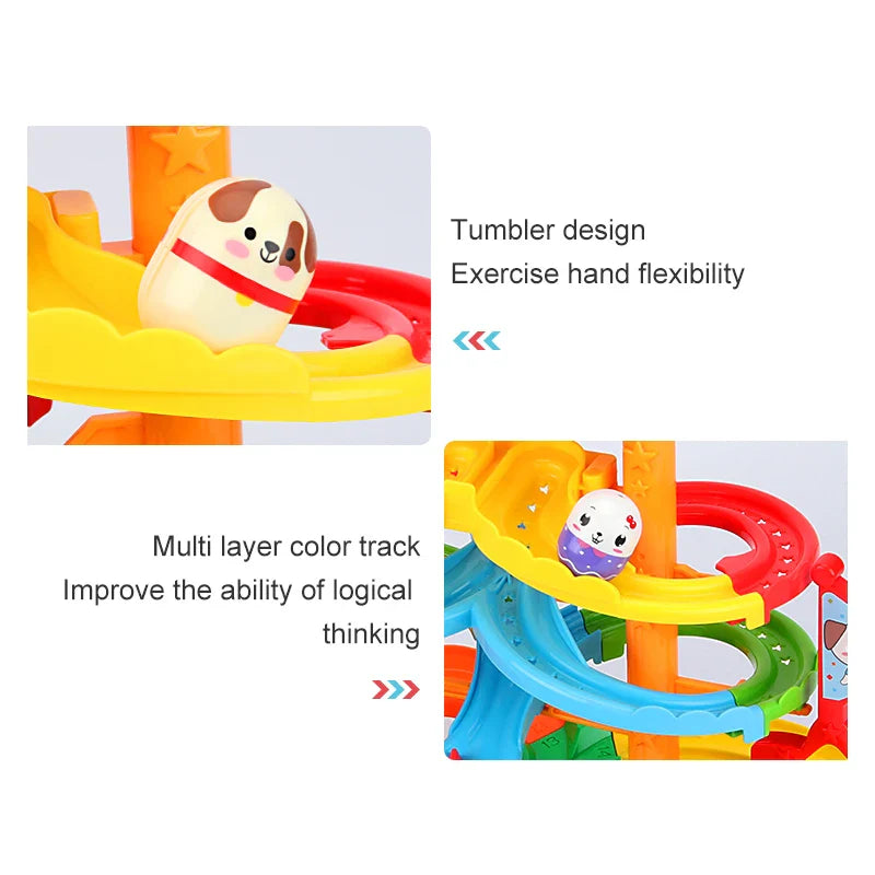 HKM-421587 Race Track Toy Set for Kids - Cartoon Animal Tumbler Slide Track, 42cm, Ages 2-4