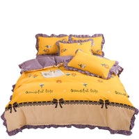 HKM-421651 Cotton Floral Duvet Cover Set with Bed Sheets and Skirts in Multiple Sizes