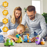 HKM-421971 Press and Go 4-Pack Animal Car Toys - Fun Friction Motorcycle & Animal Vehicles for Kids