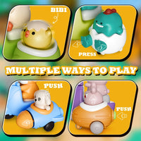 HKM-421971 Press and Go 4-Pack Animal Car Toys - Fun Friction Motorcycle & Animal Vehicles for Kids