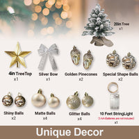 HKM-422099 2ft Mini Christmas Tree with Lights and Flocked Snow for Tabletop Decoration, Rose Gold