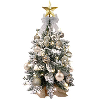HKM-422099 2ft Mini Christmas Tree with Lights and Flocked Snow for Tabletop Decoration, Rose Gold