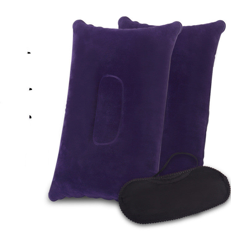 HKM-422163 Inflatable Travel Neck Pillow - Portable Jet Pillow for Adults and Kids, PVC Material, Blue and Black, 24x34.5cm