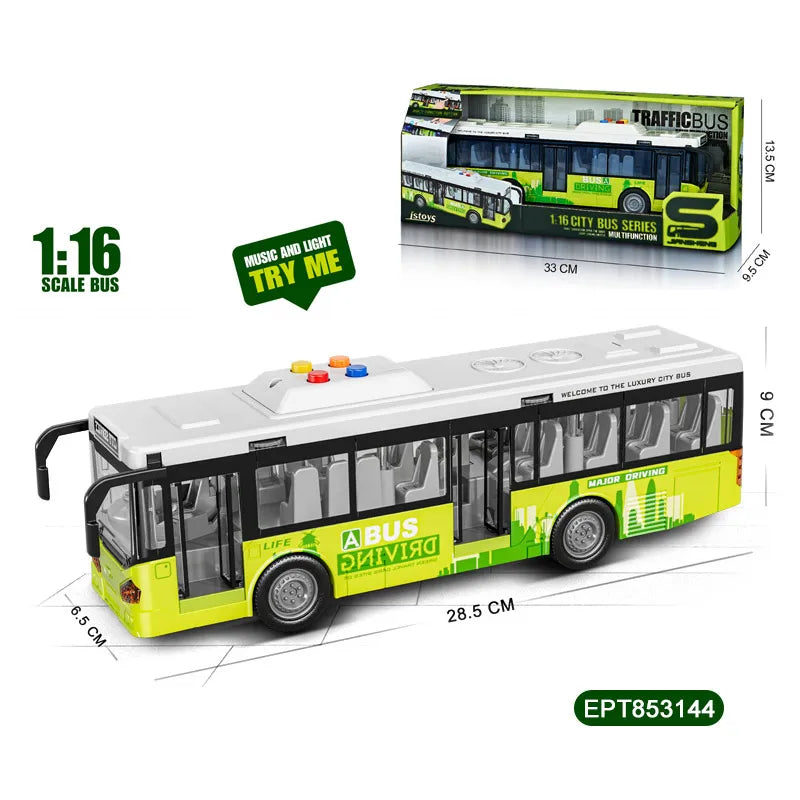 HKM-422291 1:16 Friction Toy Bus with Lights and Sounds for Ages 5-7