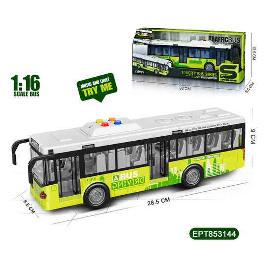 HKM-422291 1:16 Friction Toy Bus with Lights and Sounds for Ages 5-7