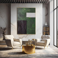 HKM-422419 Handmade Abstract Oil Painting on Canvas - Modern Green Texture Decoration for Living Room and Bedroom