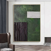 HKM-422419 Handmade Abstract Oil Painting on Canvas - Modern Green Texture Decoration for Living Room and Bedroom